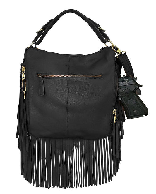 Leather Fringe Concealment Crossbody Bag