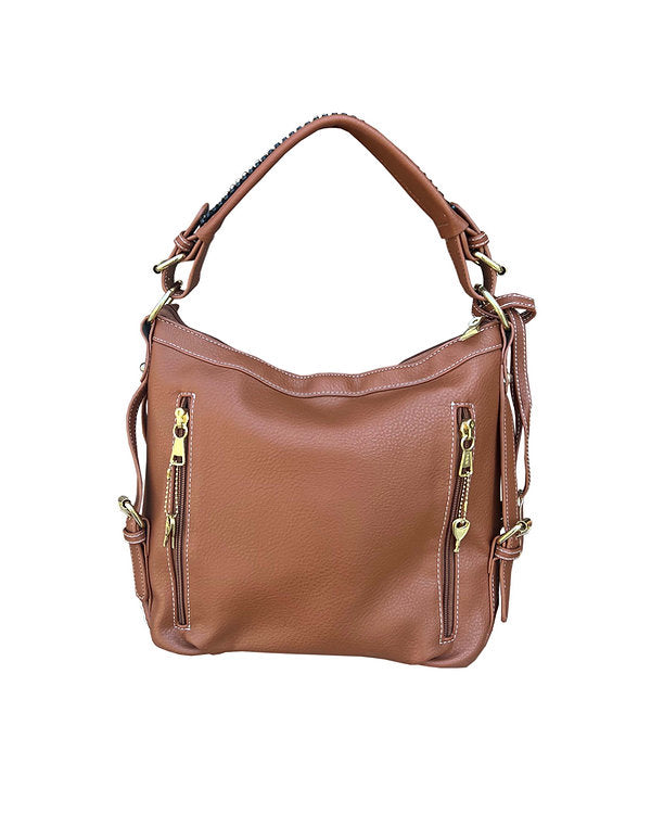 Small BoHo Vegan Leather Concealment Tote #8007