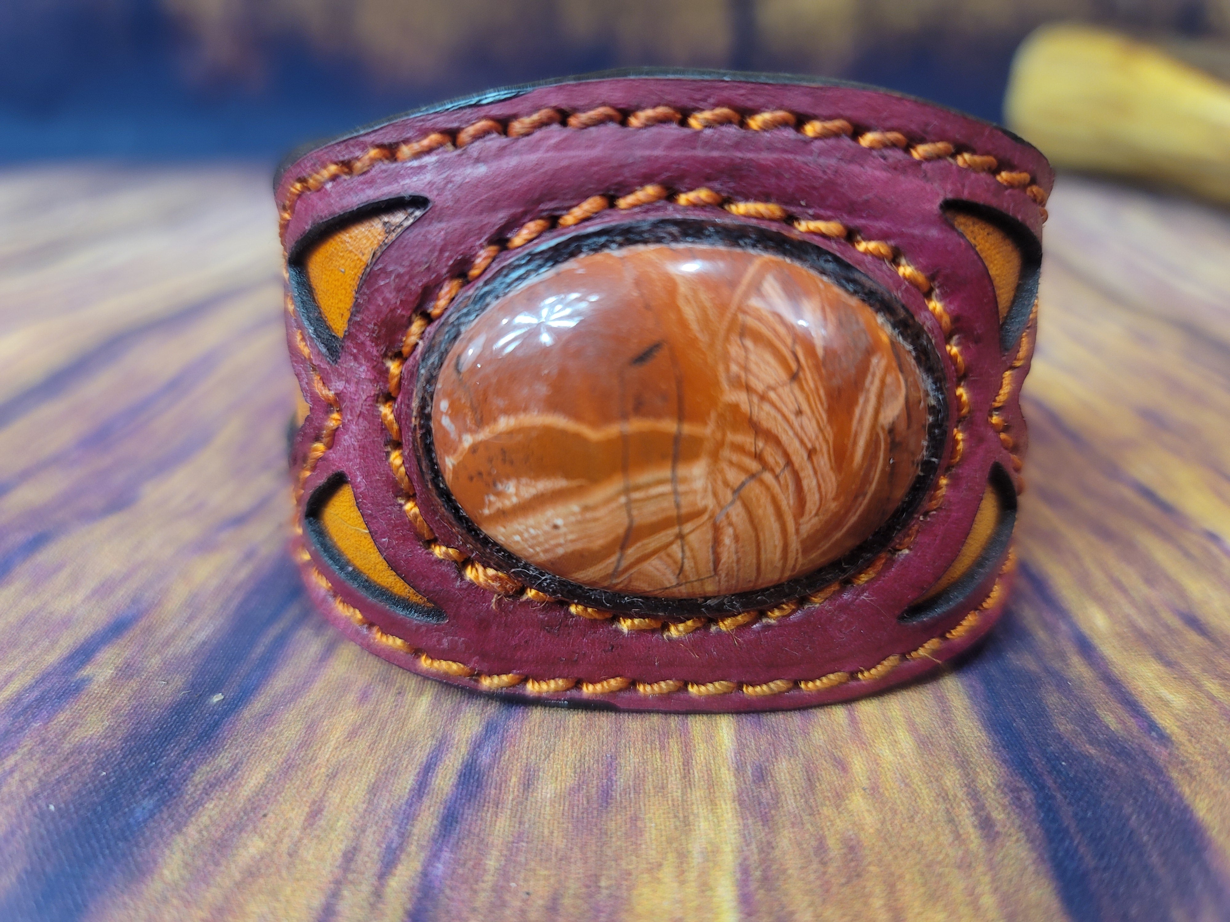 Red Jasper Sundance Style Bracelet w Sterling Silver and Rolled Leather cord Rawhide Stackable Southwestern Bangle hot Arizona Cherokee Red