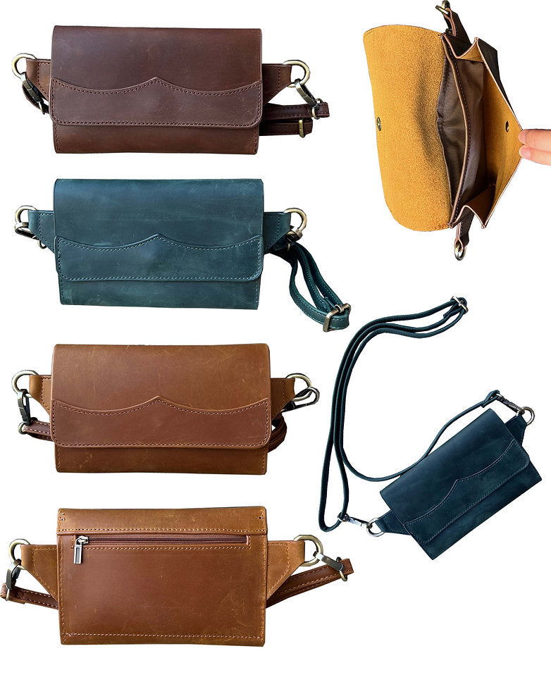 Vintage leather sling bag fanny pack