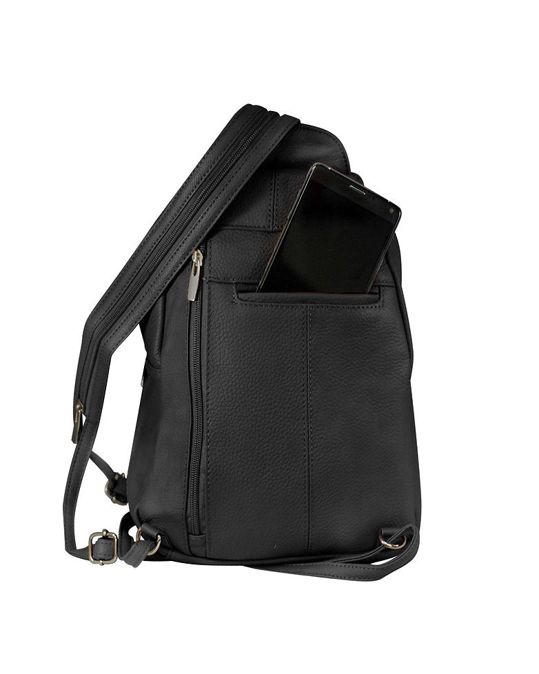 Snap Front Leather Backpack