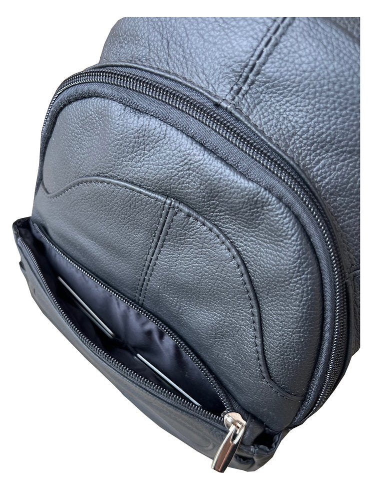 Snap Front Leather Backpack