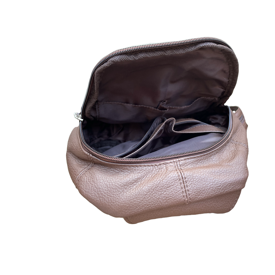 Snap Front Leather Backpack