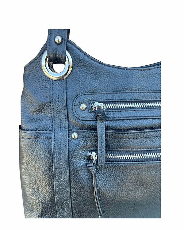 Dual Zipper Moto Leather Concealment Tote #7008