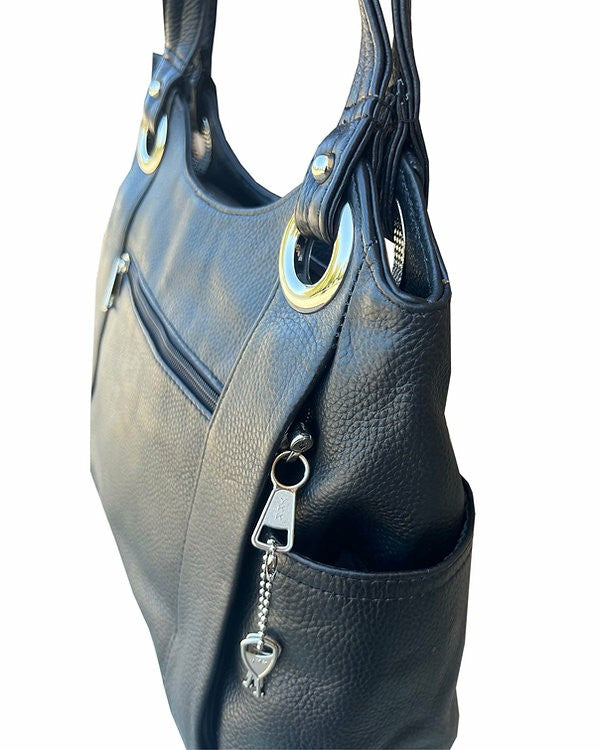 Dual Zipper Moto Leather Concealment Tote #7008