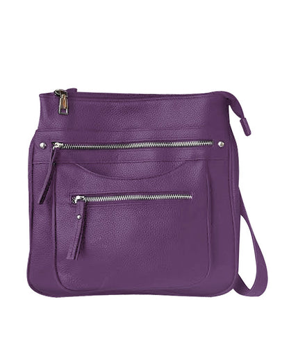 Triple Zip Pocket Concealment Crossbody Bag  #7016