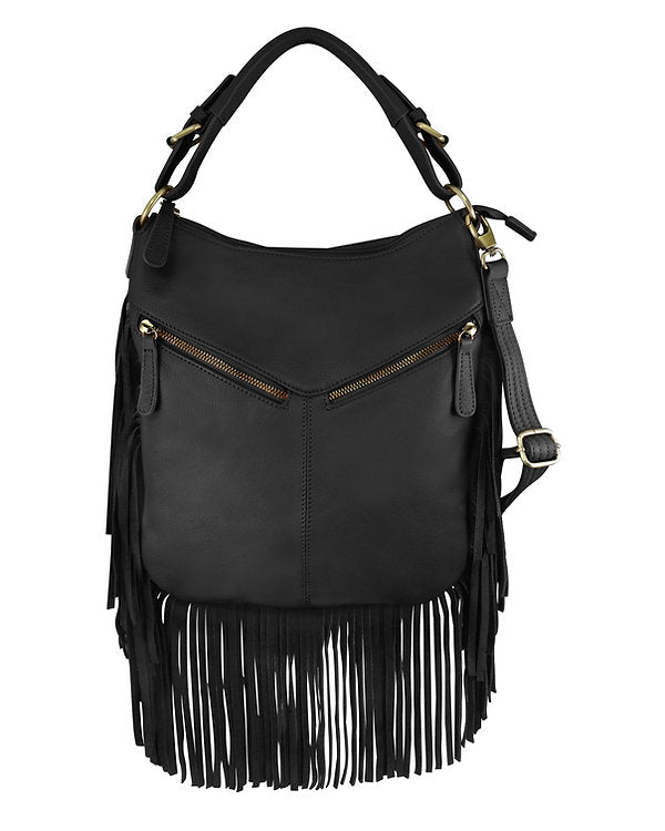 Leather Fringe Concealment Crossbody Bag
