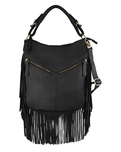 Leather Fringe Concealment Crossbody Bag