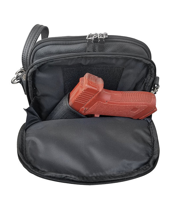 Square Leather Concealment Crossbody Bag #7023