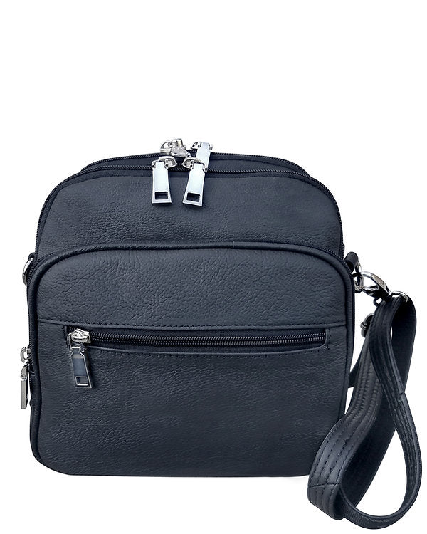Square Leather Concealment Crossbody Bag #7023