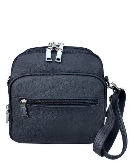 Square Leather Concealment Crossbody Bag #7023