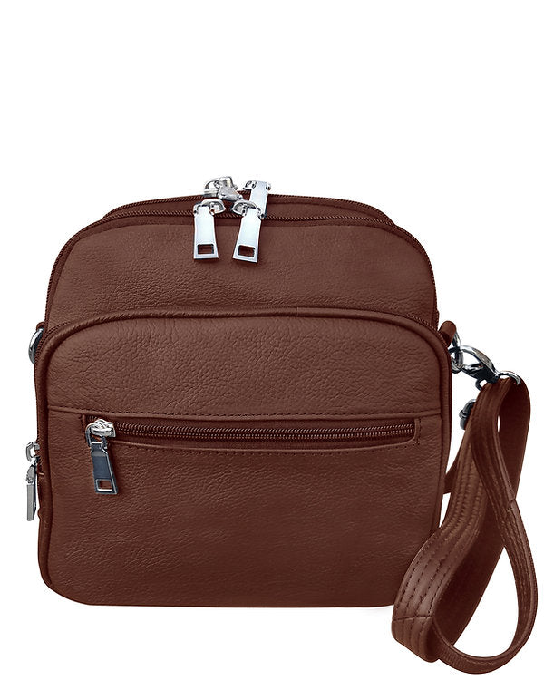 Square Leather Concealment Crossbody Bag #7023
