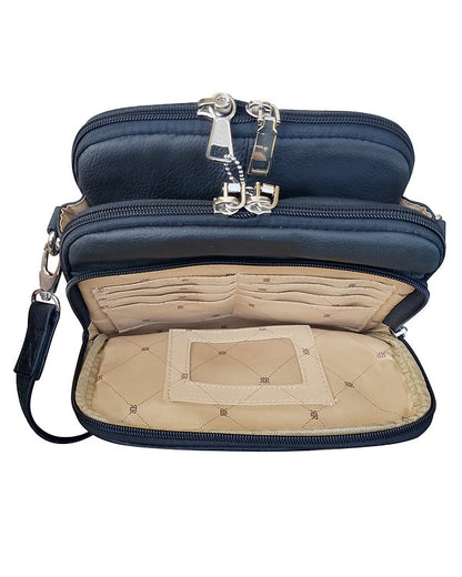 Square Leather Concealment Crossbody Bag #7023