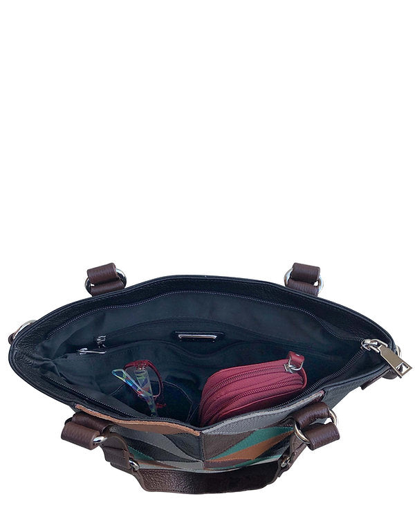 Quilted Patch Leather Tote Bag #7030