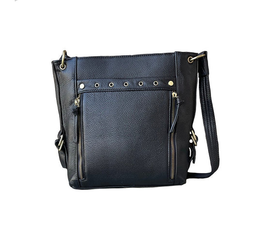 Stylish leather satchel with adjustable shoulder strap