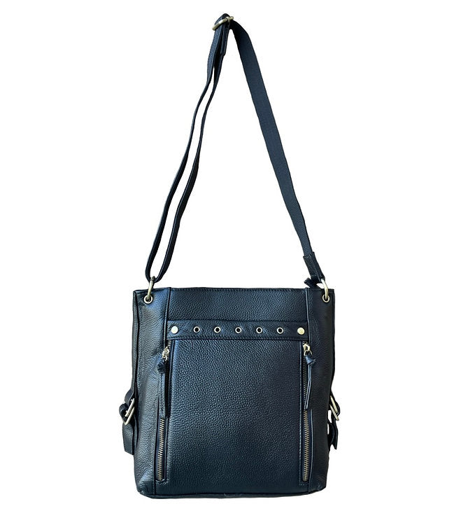 Stylish leather satchel with adjustable shoulder strap