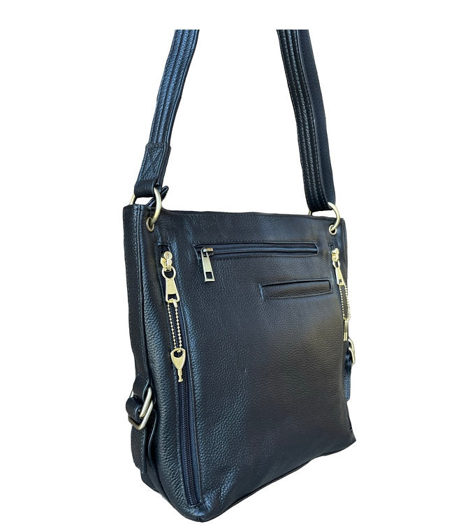 Stylish leather satchel with adjustable shoulder strap