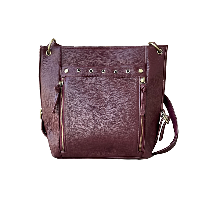 Stylish leather satchel with adjustable shoulder strap
