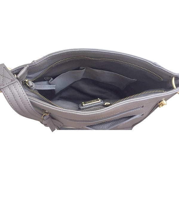Stylish leather satchel with adjustable shoulder strap