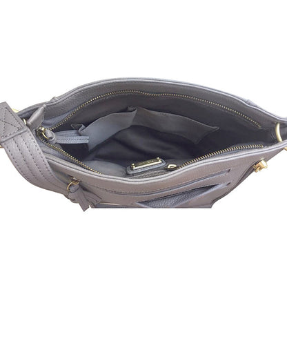 Stylish leather satchel with adjustable shoulder strap