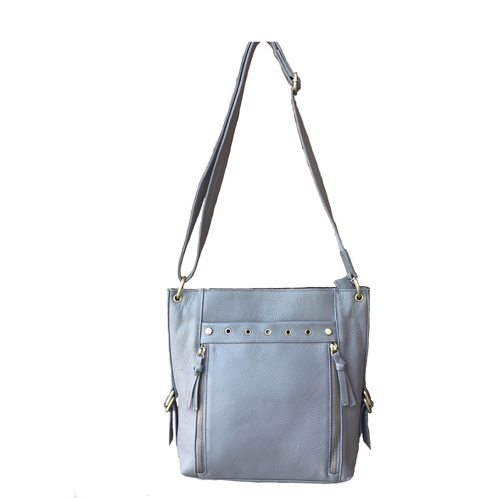 Stylish leather satchel with adjustable shoulder strap