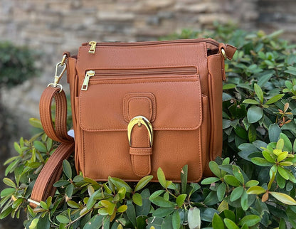 VEGAN Buckle Front Concealment Crossbody Bag