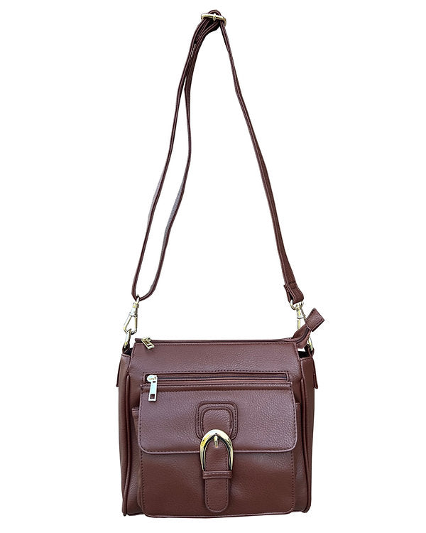 VEGAN Buckle Front Concealment Crossbody Bag