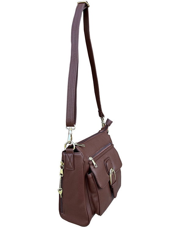 VEGAN Buckle Front Concealment Crossbody Bag