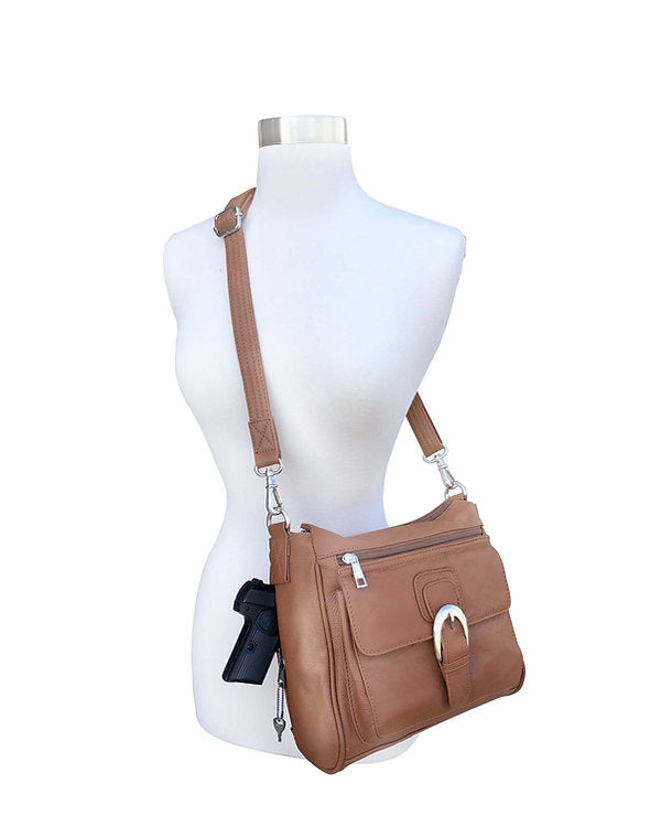 VEGAN Buckle Front Concealment Crossbody Bag