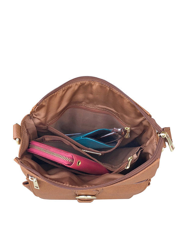 VEGAN Buckle Front Concealment Crossbody Bag