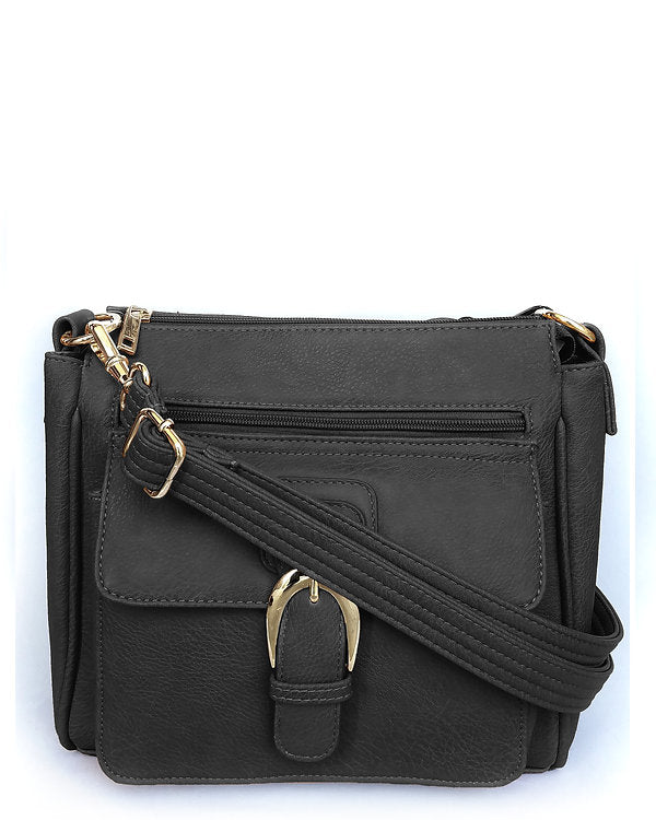 VEGAN Buckle Front Concealment Crossbody Bag