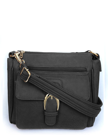 VEGAN Buckle Front Concealment Crossbody Bag