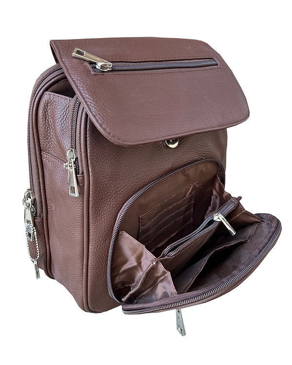Compact Leather Concealment Backpack #7087