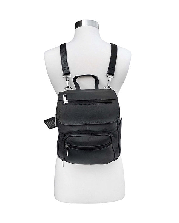 Compact Leather Concealment Backpack #7087