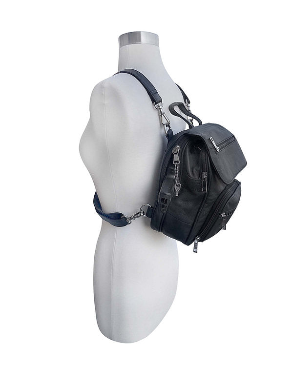 Compact Leather Concealment Backpack #7087