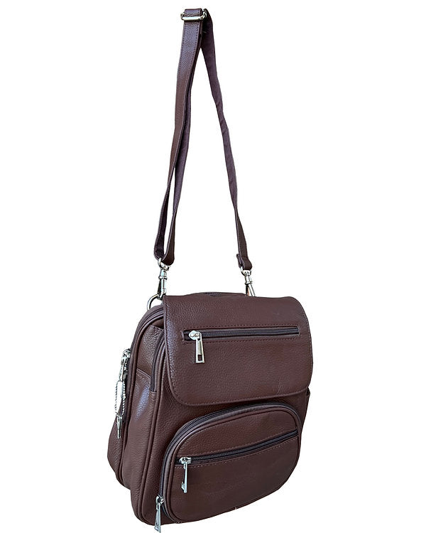 Compact Leather Concealment Backpack #7087