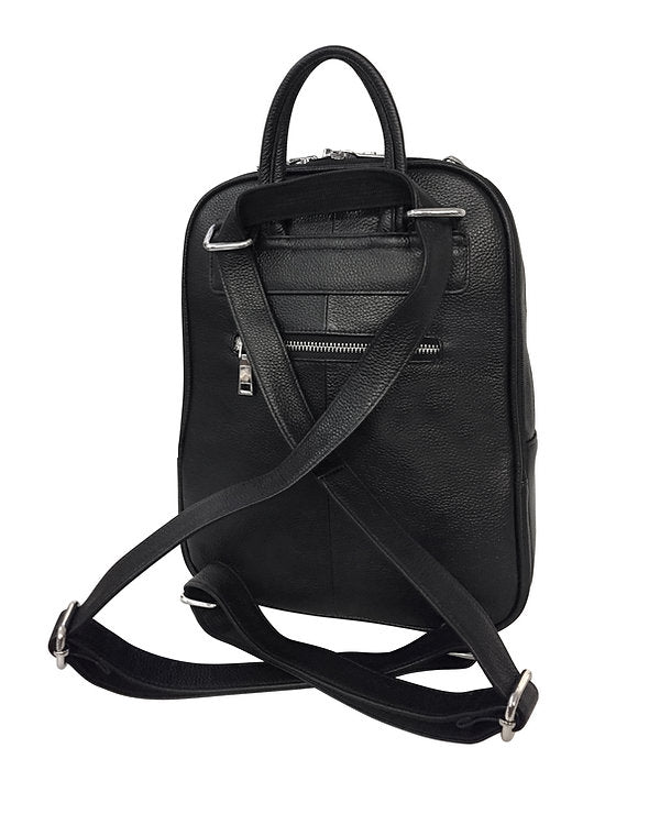 Black Cowhide Leather Backpack #7098