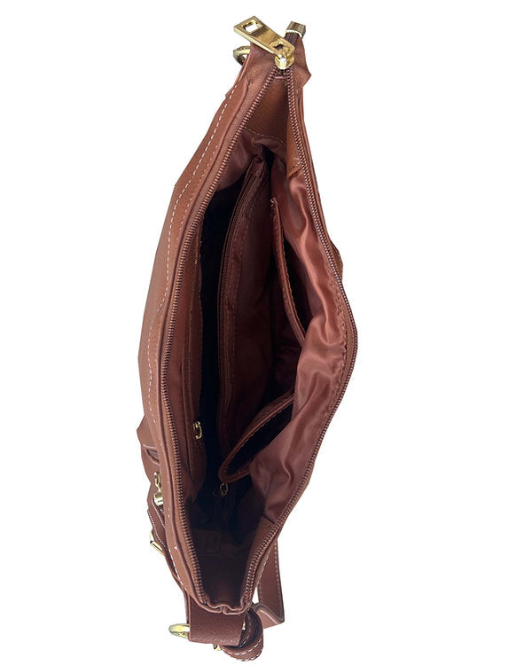 Small BoHo Vegan Leather Concealment Tote #8007