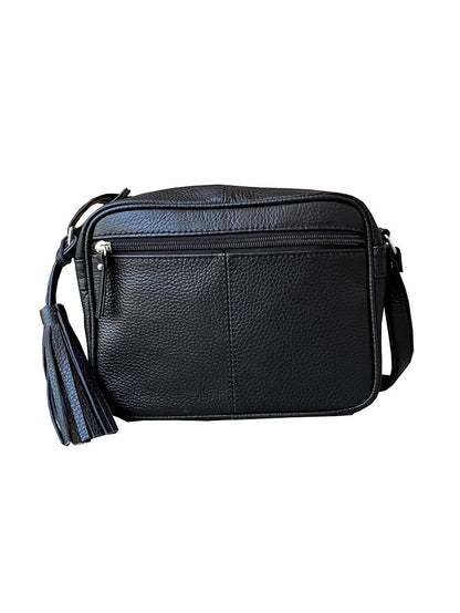   3 pockets, crossbody or shoulder bag.